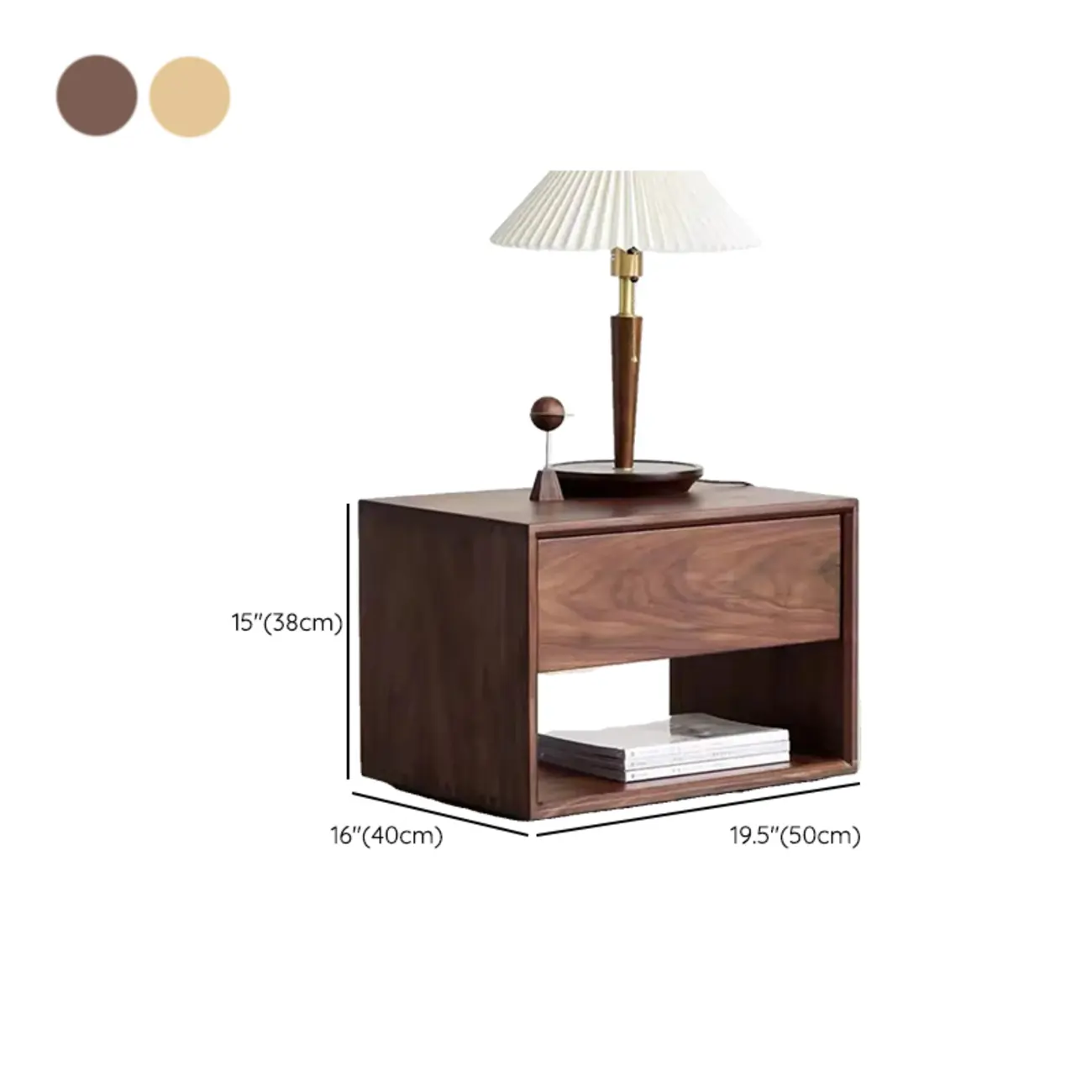 Mid-Century Modern Solid Wood Nightstand with Drawer #size | homeyfad