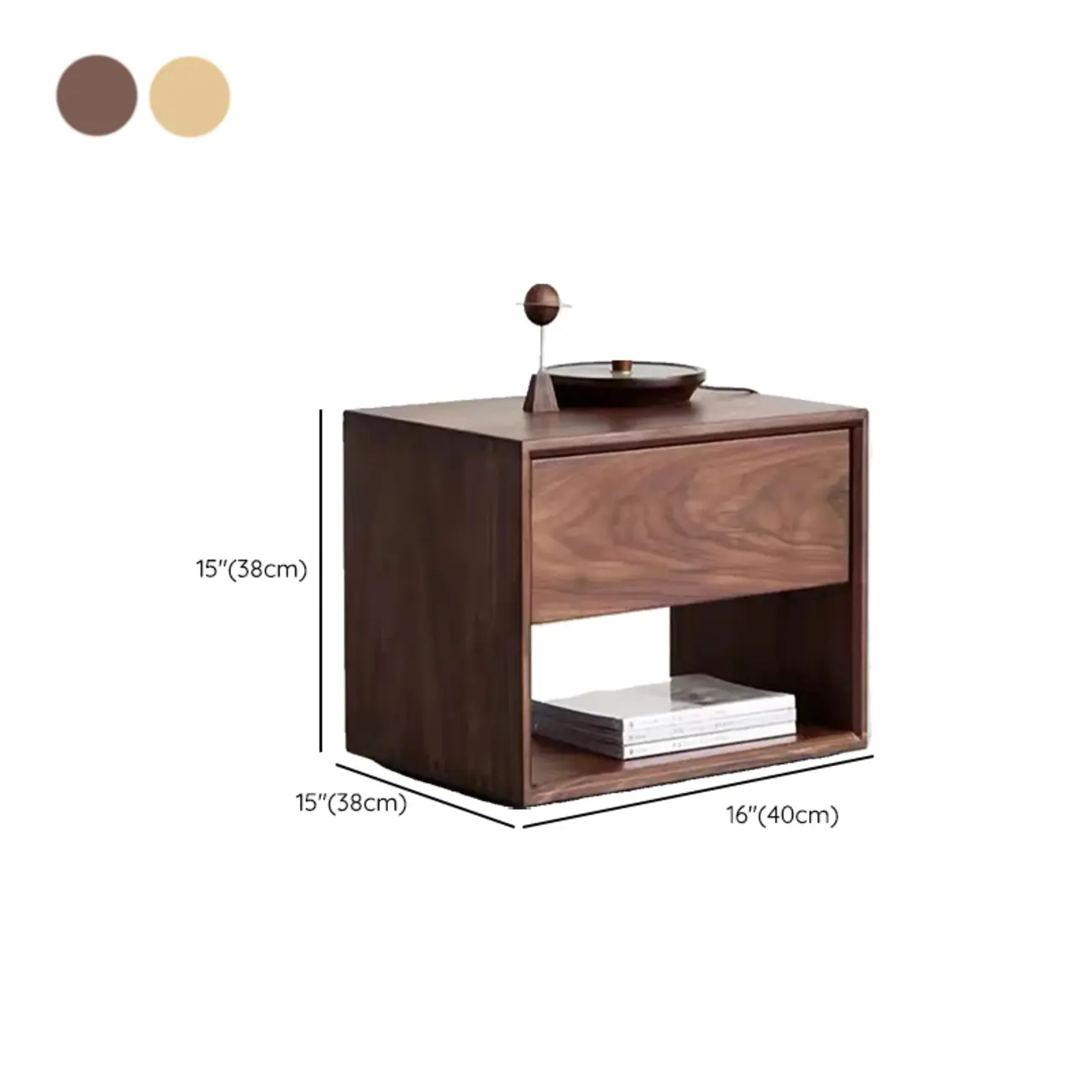 Mid-Century Modern Solid Wood Nightstand with Drawer Image - 13 | homeyfad