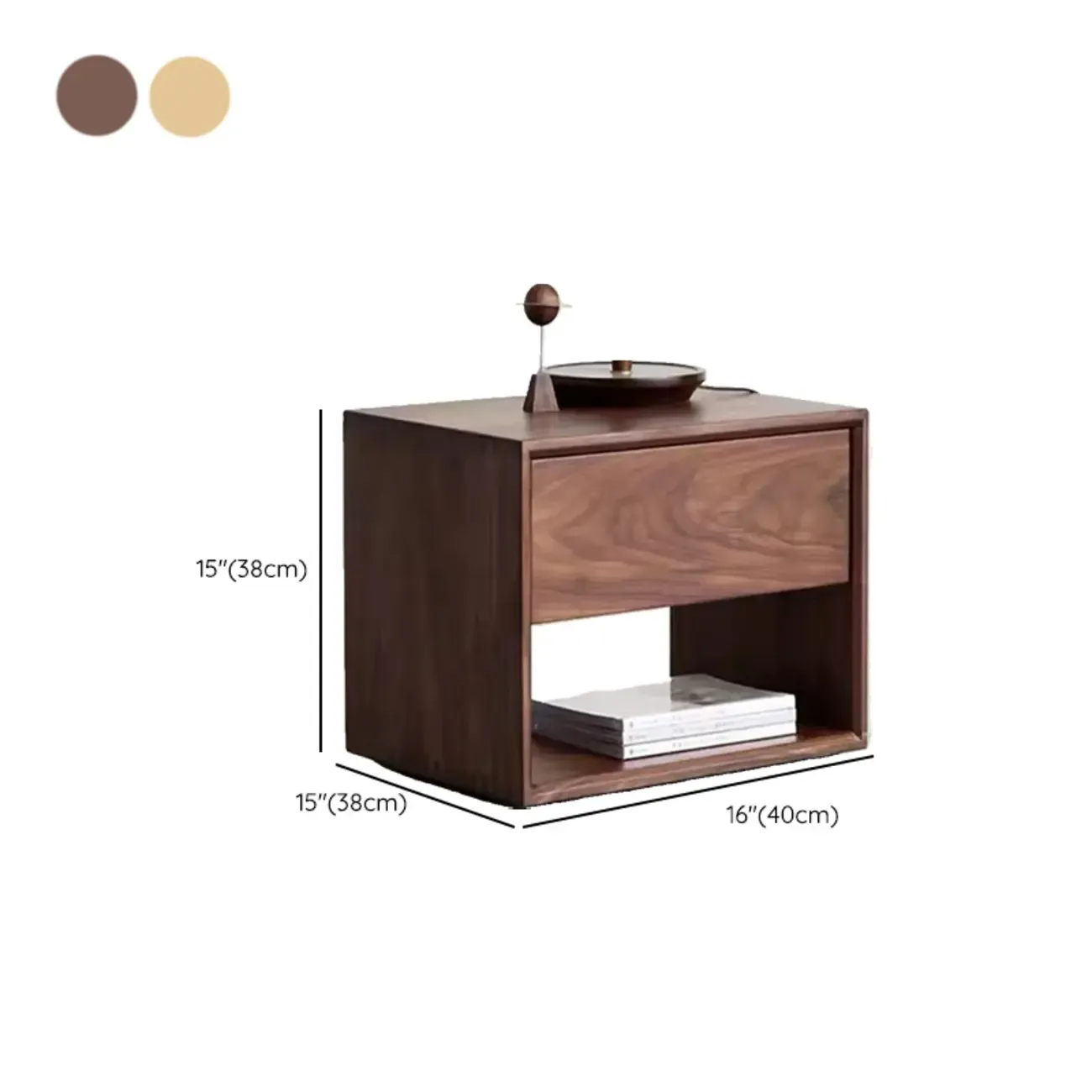 Mid-Century Modern Solid Wood Nightstand with Drawer Image - 13