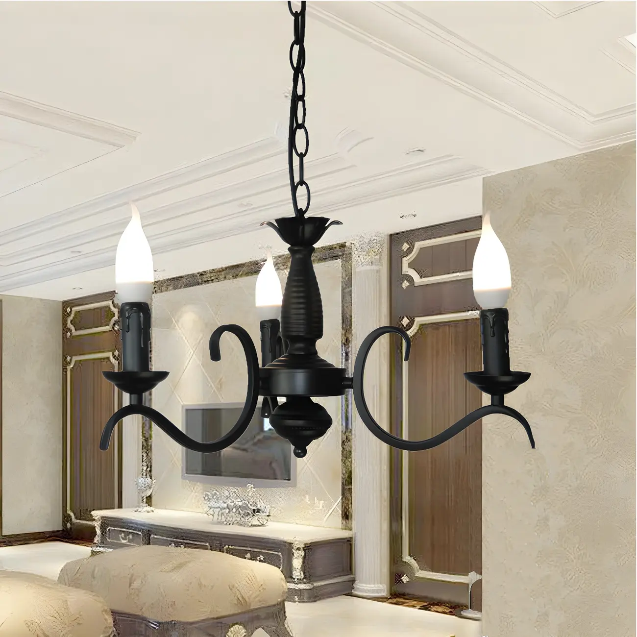 Industrial Black Metal Vintage Candelabra Chandelier Image - 1 | homeyfad