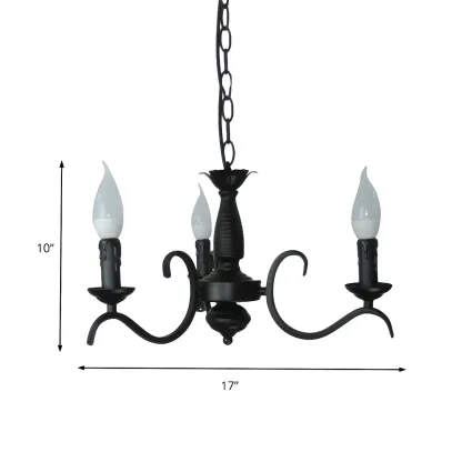 Industrial Black Metal Vintage Candelabra Chandelier Image - 17