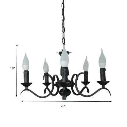 Industrial Black Metal Vintage Candelabra Chandelier Image - 18