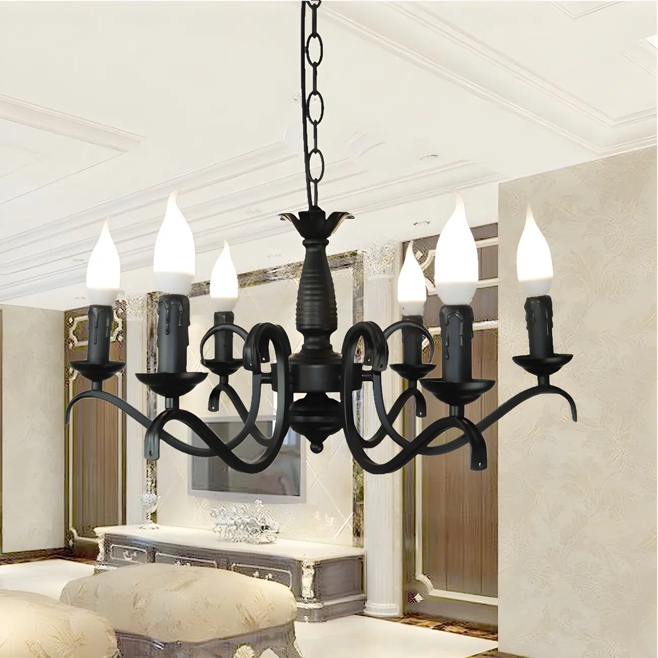 Industrial Black Metal Vintage Candelabra Chandelier Image - 3 | homeyfad