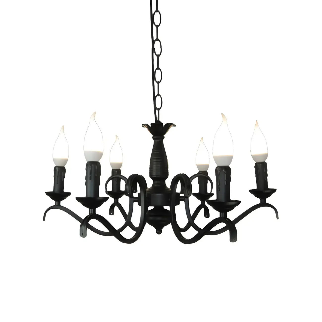 Industrial Black Metal Vintage Candelabra Chandelier Image - 19