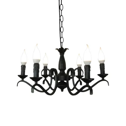 Industrial Black Metal Vintage Candelabra Chandelier Image - 19