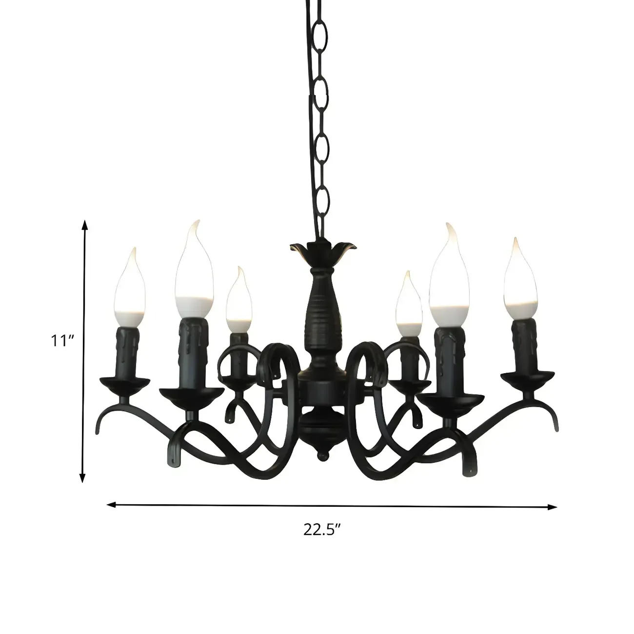 Industrial Black Metal Vintage Candelabra Chandelier Image - 20