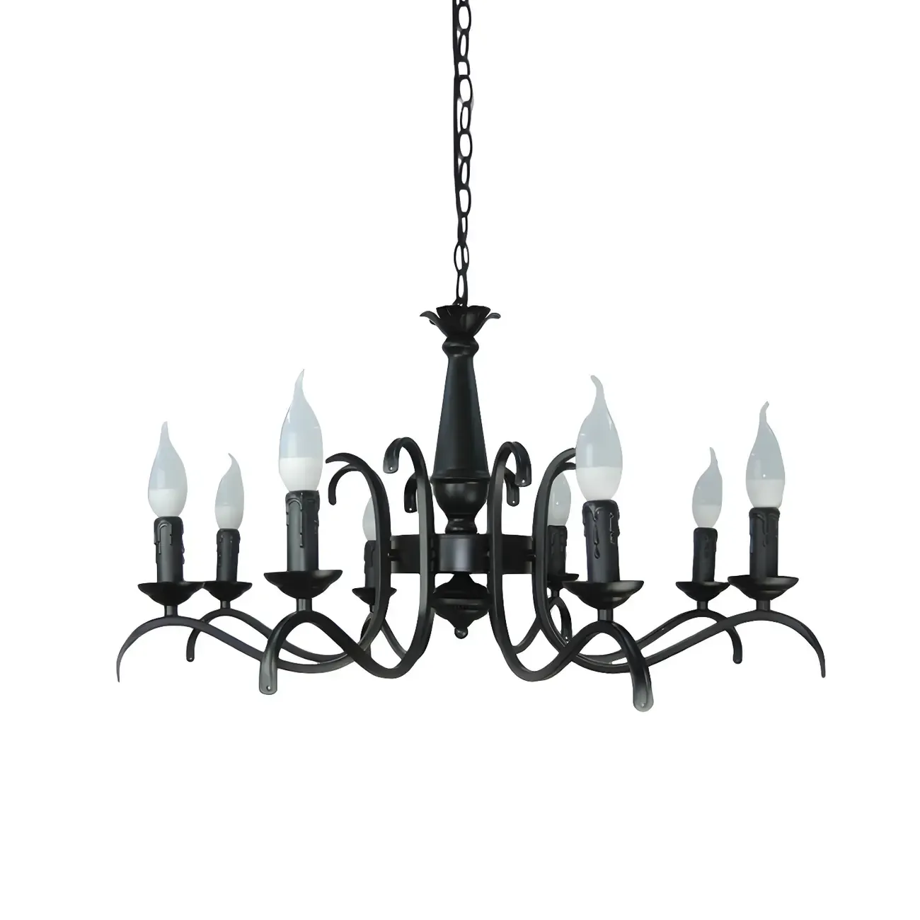 Industrial Black Metal Vintage Candelabra Chandelier Image - 21