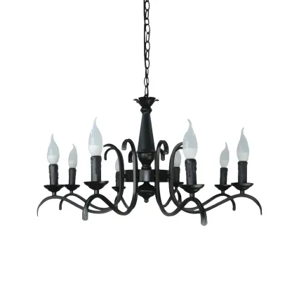 Industrial Black Metal Vintage Candelabra Chandelier Image - 21