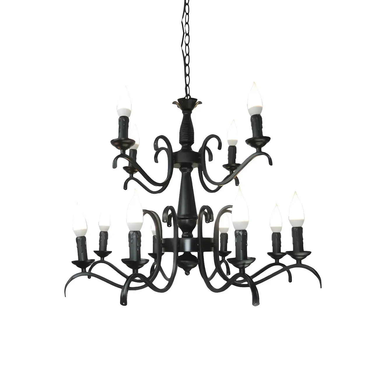 Industrial Black Metal Vintage Candelabra Chandelier Image - 23