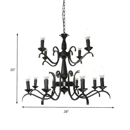 Industrial Black Metal Vintage Candelabra Chandelier Image - 24