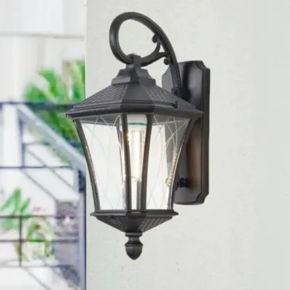 Outdoor Vintage Metal Glass Lantern Wall Sconce Image - 2