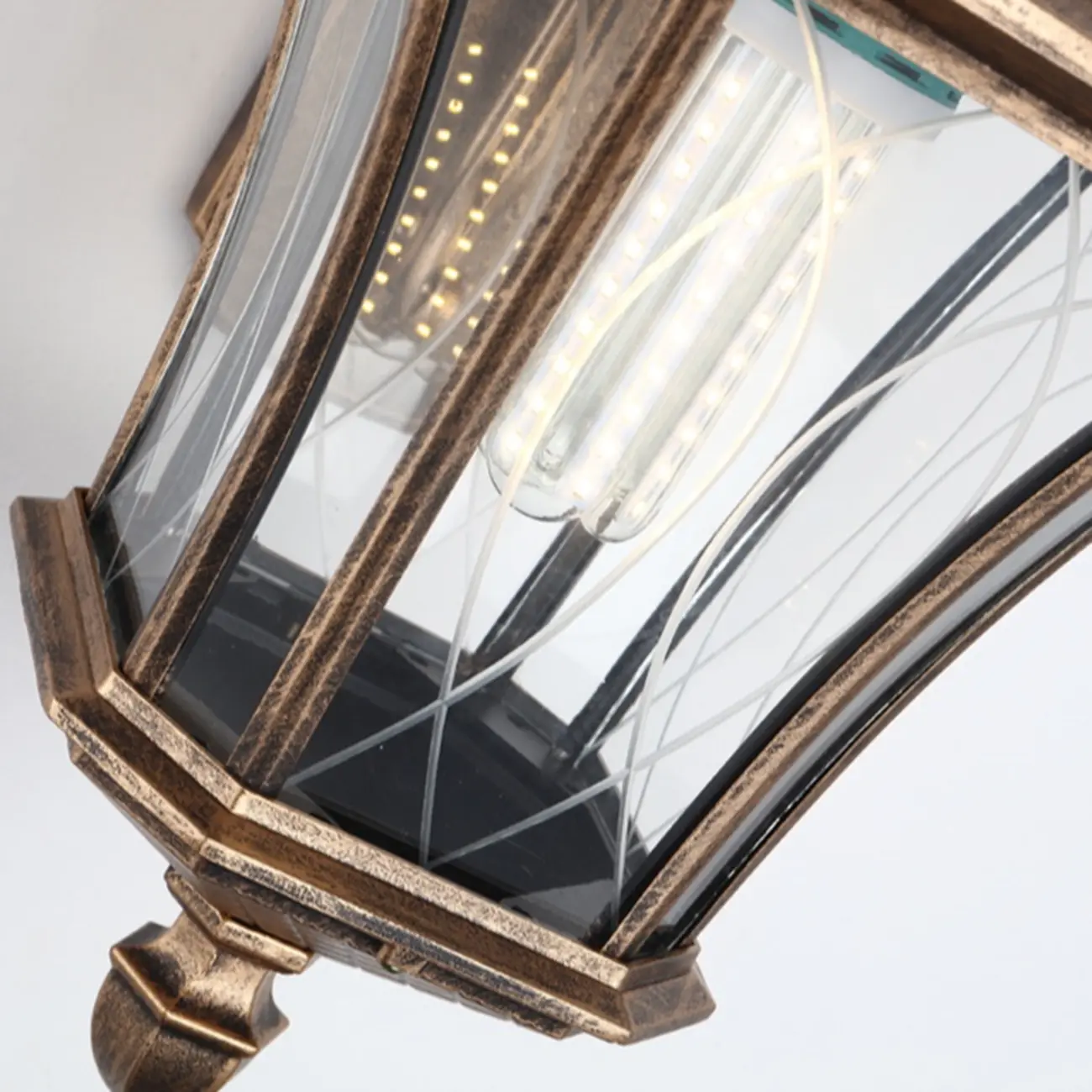 Outdoor Vintage Metal Glass Lantern Wall Sconce Image - 5 | homeyfad