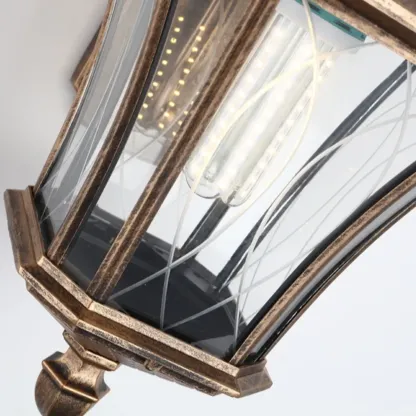 Outdoor Vintage Metal Glass Lantern Wall Sconce Image - 5