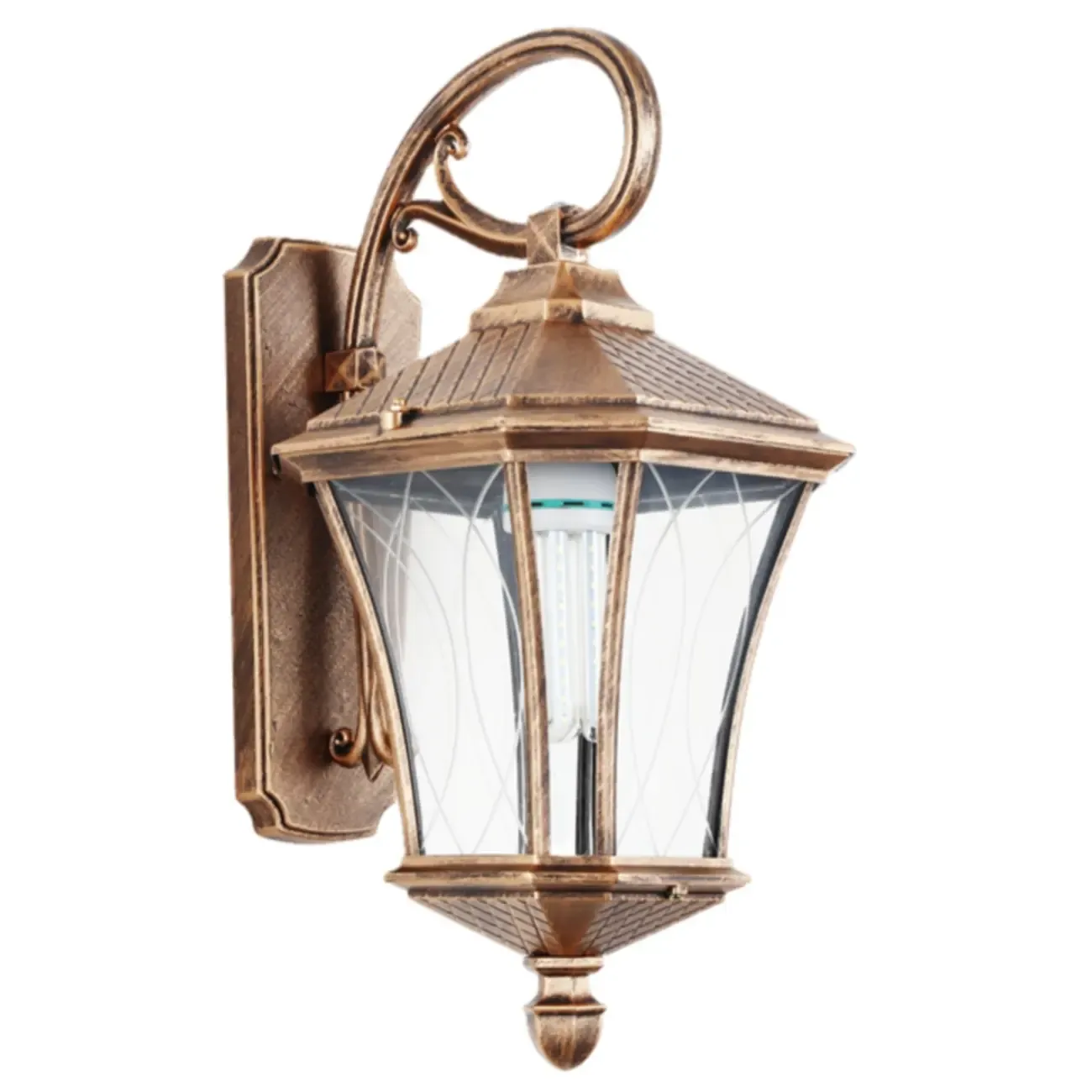 Outdoor Vintage Metal Glass Lantern Wall Sconce Image - 4