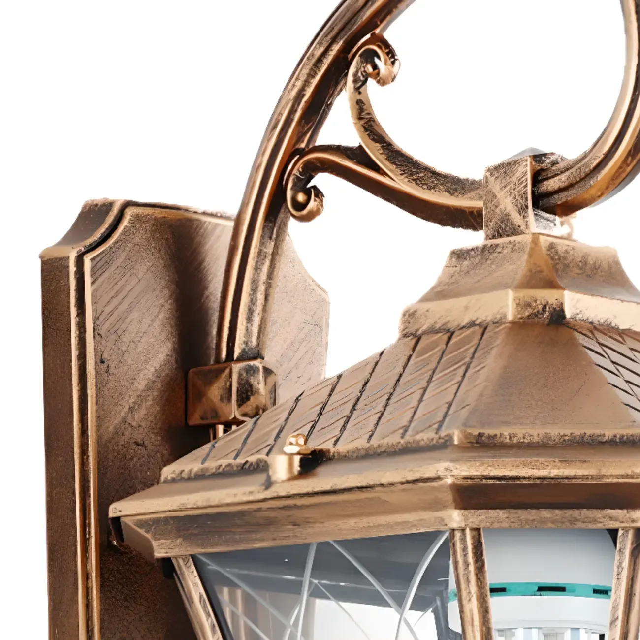 Outdoor Vintage Metal Glass Lantern Wall Sconce Image - 6