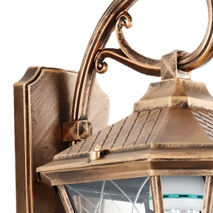 Outdoor Vintage Metal Glass Lantern Wall Sconce Image - 6