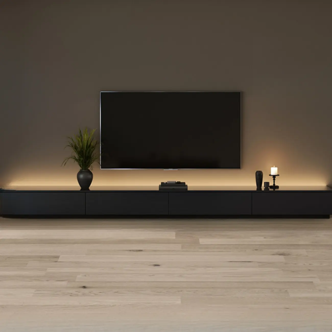 Minimalist Black Long Rectangular TV Stand with 4 Drawers Image - 4 | homeyfad