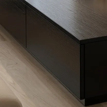 Minimalist Black Long Rectangular TV Stand with 4 Drawers Image - 10