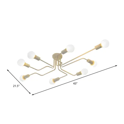 Vintage Industrial Semi Flush Ceiling Light for Dining Room Image - 8