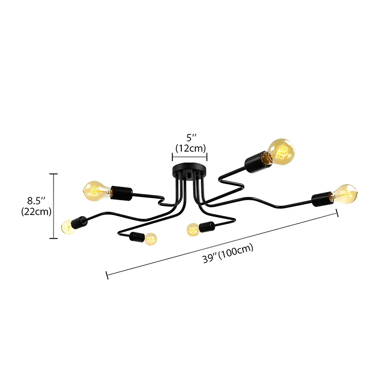 Vintage Industrial Semi Flush Ceiling Light for Dining Room Image - 14