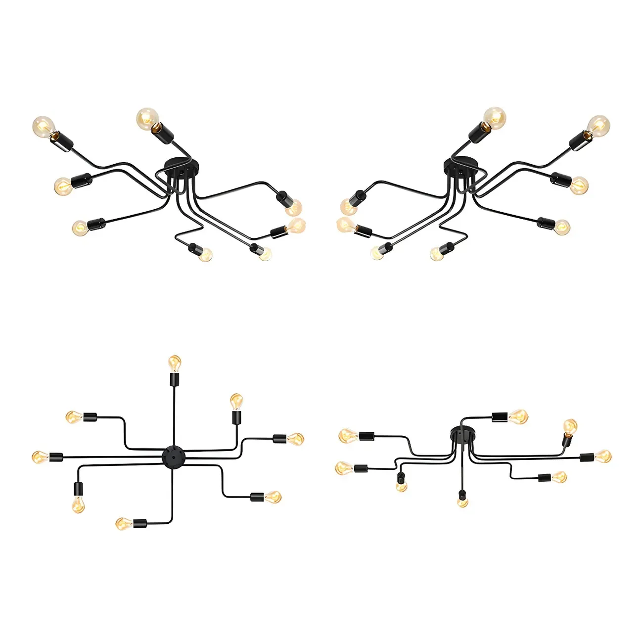 Vintage Industrial Semi Flush Ceiling Light for Dining Room Image - 42