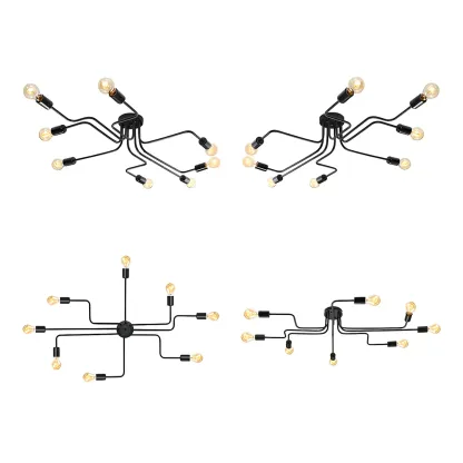 Vintage Industrial Semi Flush Ceiling Light for Dining Room Image - 42