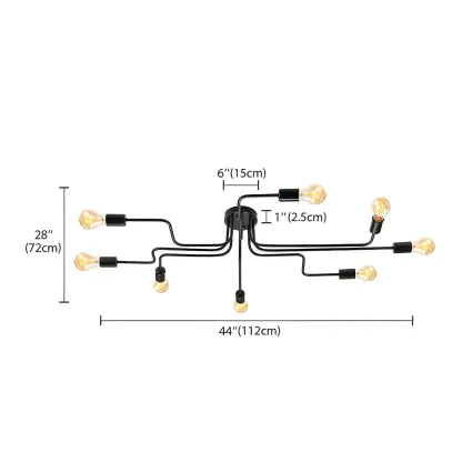 Vintage Industrial Semi Flush Ceiling Light for Dining Room Image - 43