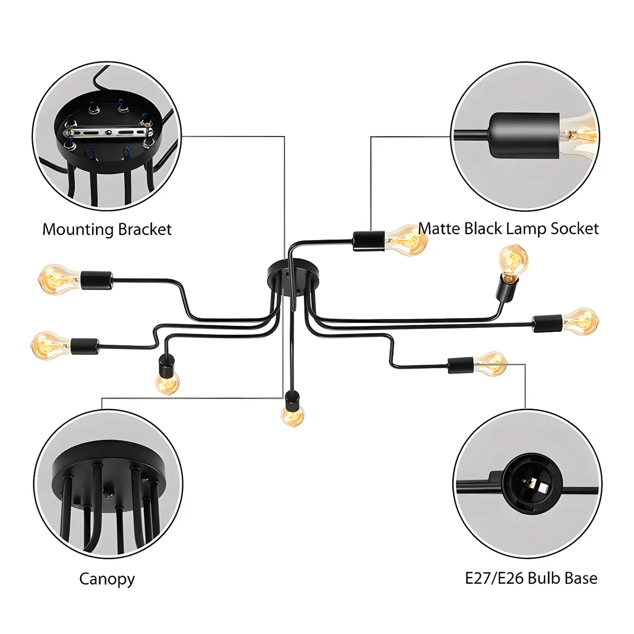 Vintage Industrial Semi Flush Ceiling Light for Dining Room Image - 44 | homeyfad