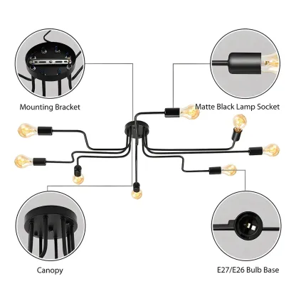 Vintage Industrial Semi Flush Ceiling Light for Dining Room Image - 44
