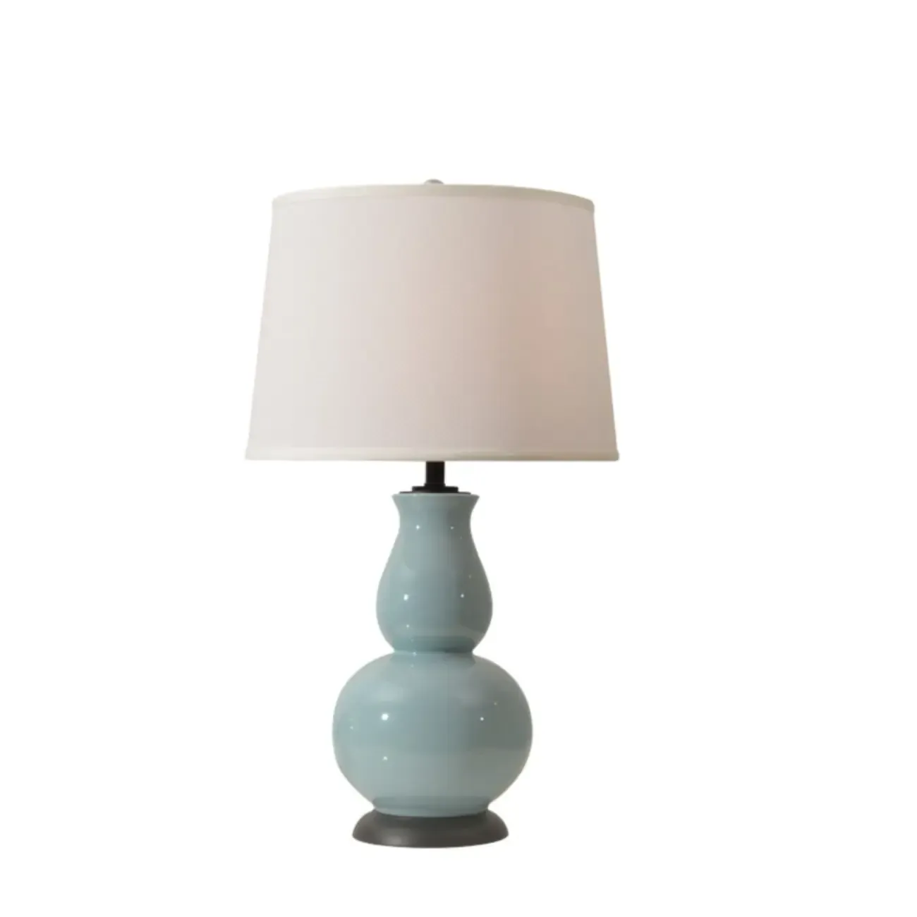 Elegant White Ceramic LED Table Lamp with Fabric Shade Image - 5