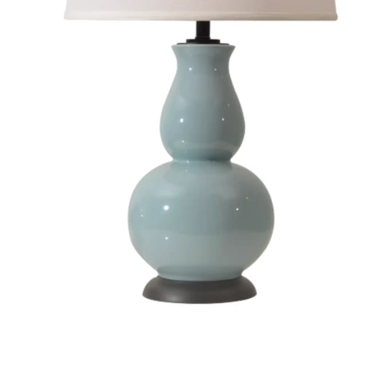 Elegant White Ceramic LED Table Lamp with Fabric Shade Image - 7 | homeyfad