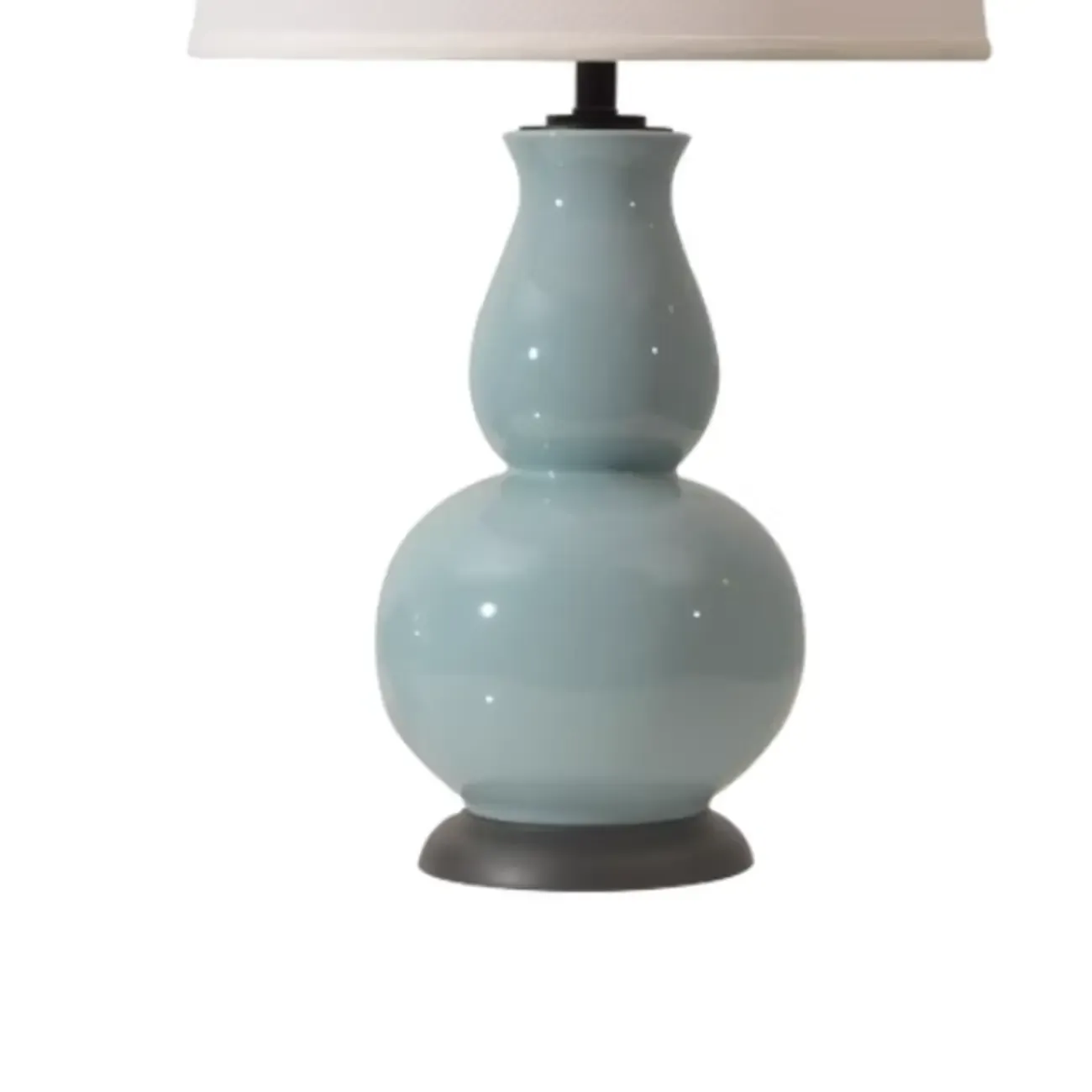 Elegant White Ceramic LED Table Lamp with Fabric Shade Image - 7