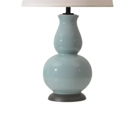 Elegant White Ceramic LED Table Lamp with Fabric Shade Image - 7