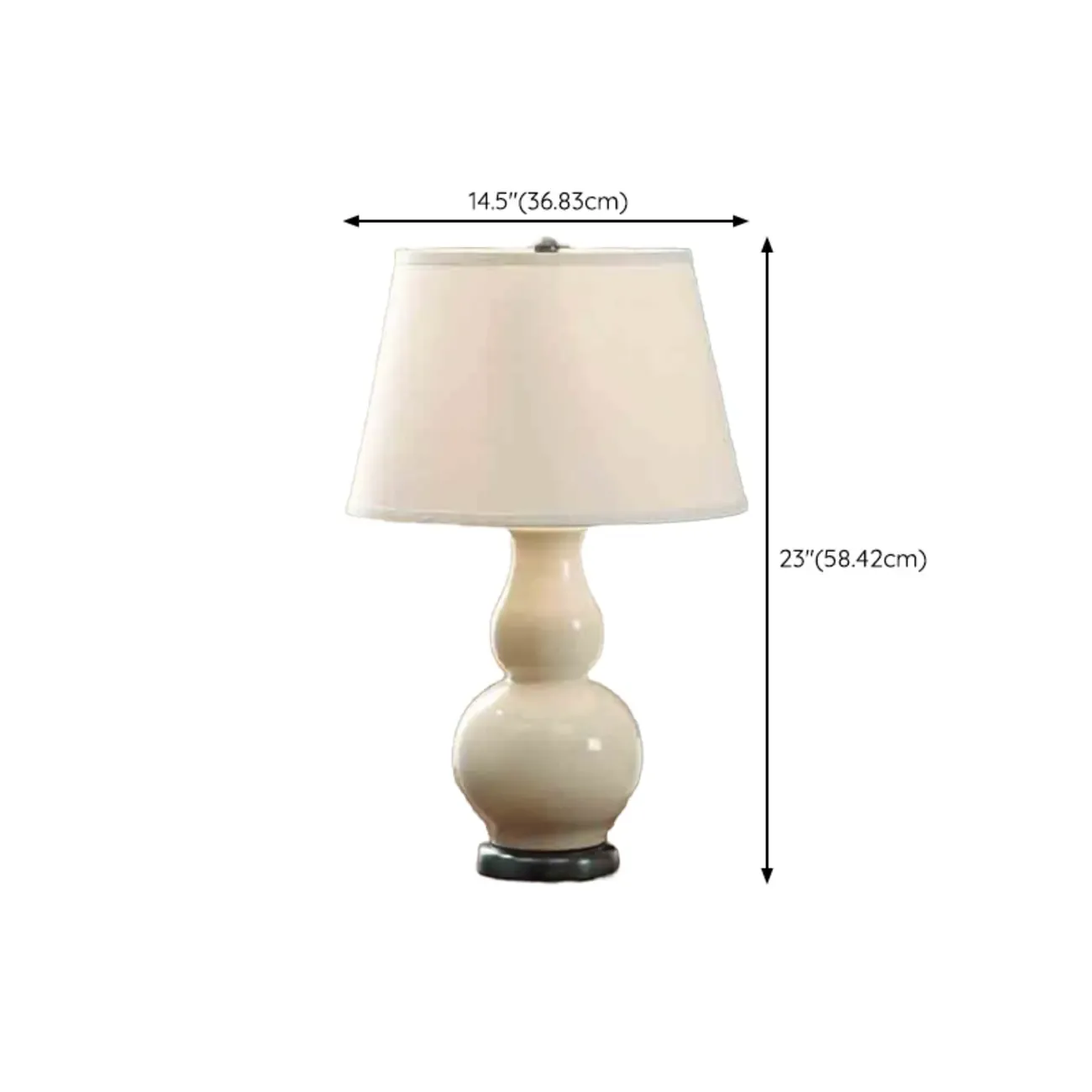 Elegant White Ceramic LED Table Lamp with Fabric Shade #size
