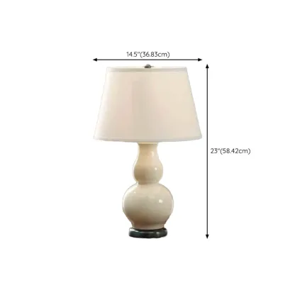 Elegant White Ceramic LED Table Lamp with Fabric Shade #size