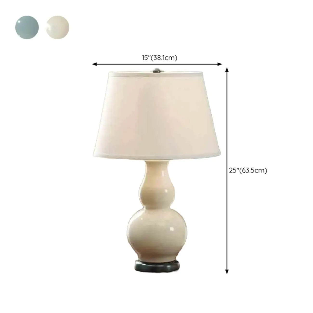 Elegant White Ceramic LED Table Lamp with Fabric Shade Image - 9