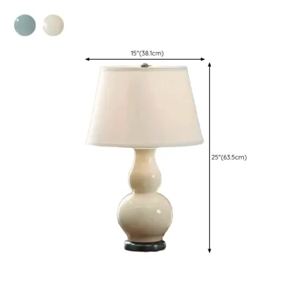 Elegant White Ceramic LED Table Lamp with Fabric Shade Image - 9