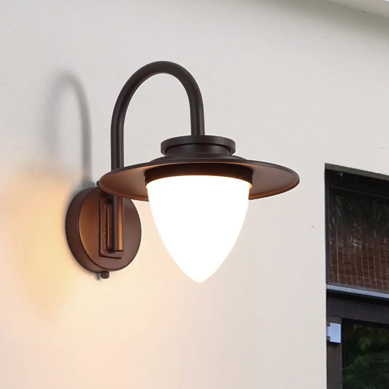 Modern Black Metal Cone Glass Outdoor Wall Light Image - 1 | homeyfad