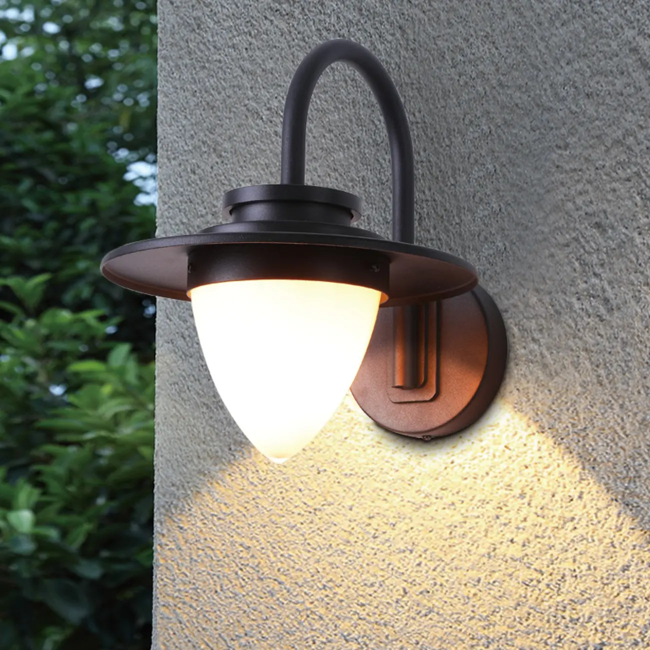 Modern Black Metal Cone Glass Outdoor Wall Light Image - 2 | homeyfad