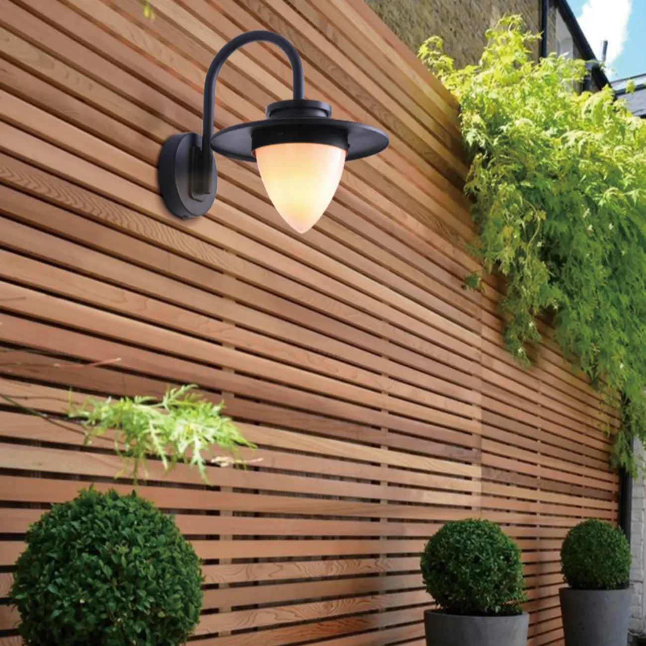 Modern Black Metal Cone Glass Outdoor Wall Light Image - 4 | homeyfad