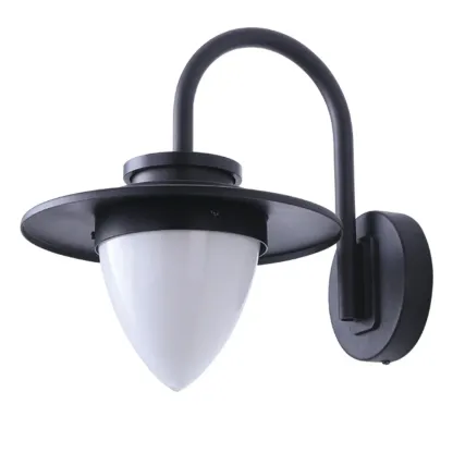Modern Black Metal Cone Glass Outdoor Wall Light Image - 5