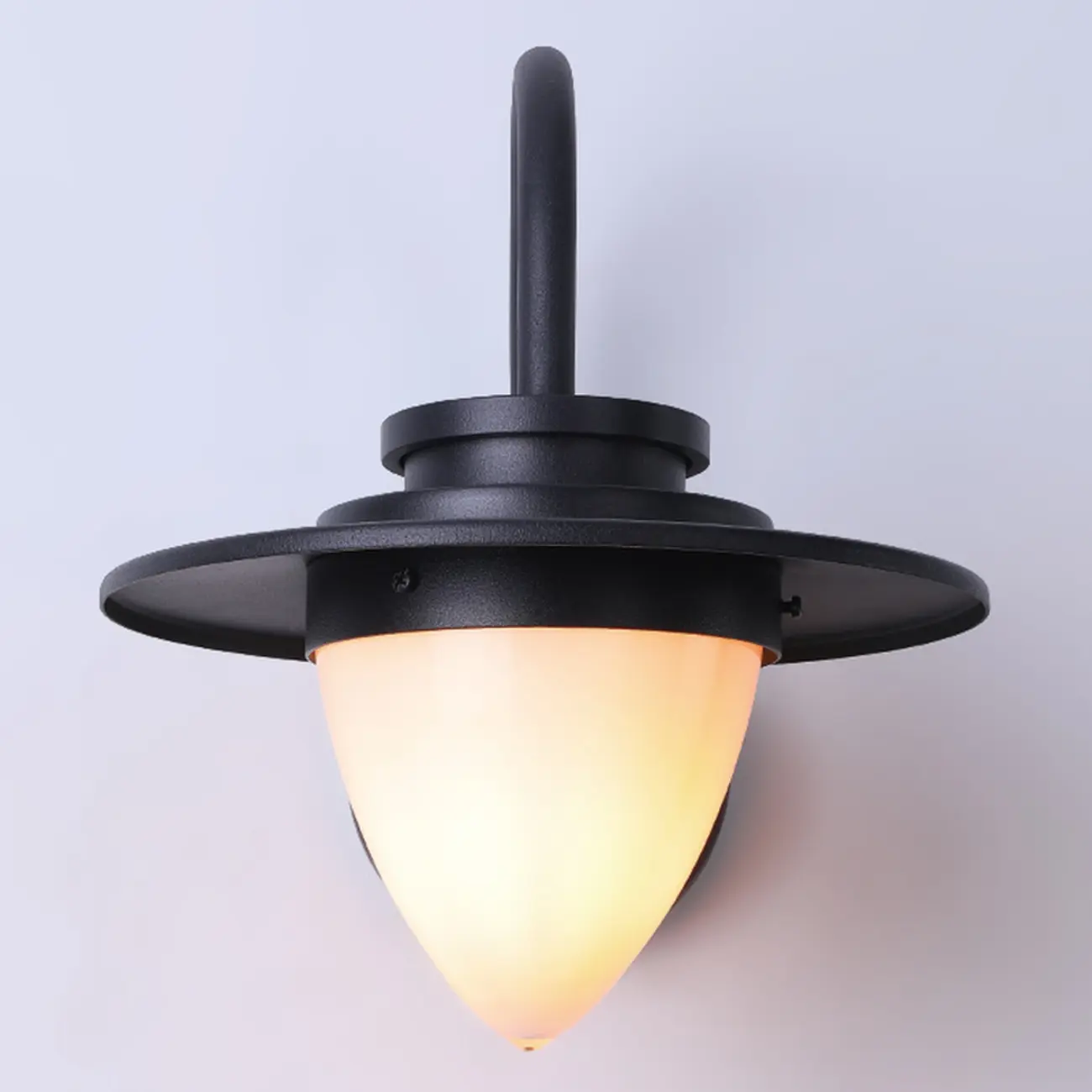Modern Black Metal Cone Glass Outdoor Wall Light Image - 8 | homeyfad
