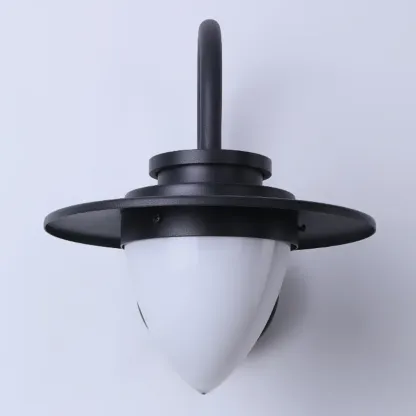 Modern Black Metal Cone Glass Outdoor Wall Light Image - 9