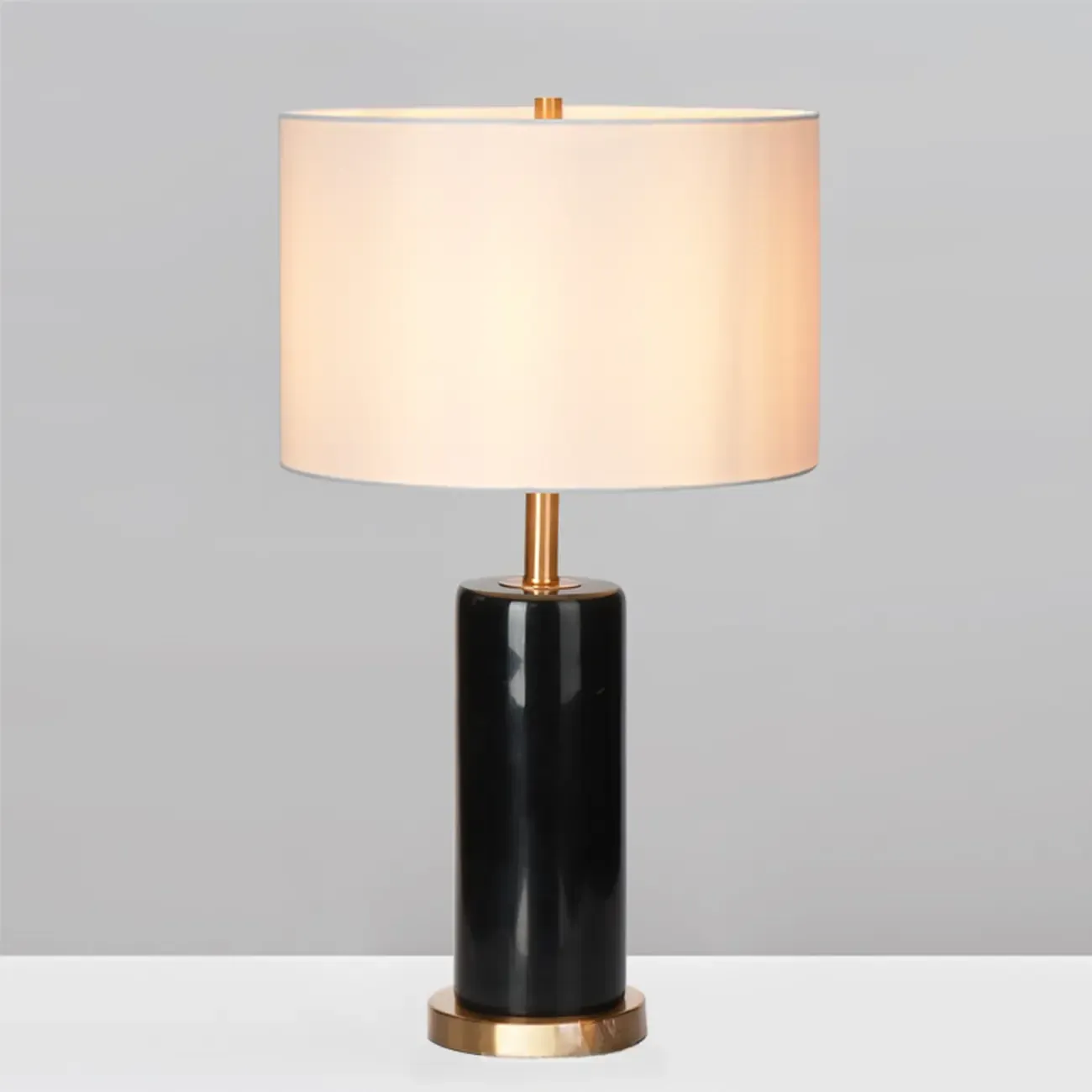 Modern Stone Table Lamp with Fabric Shade, LED Compatible Image - 5