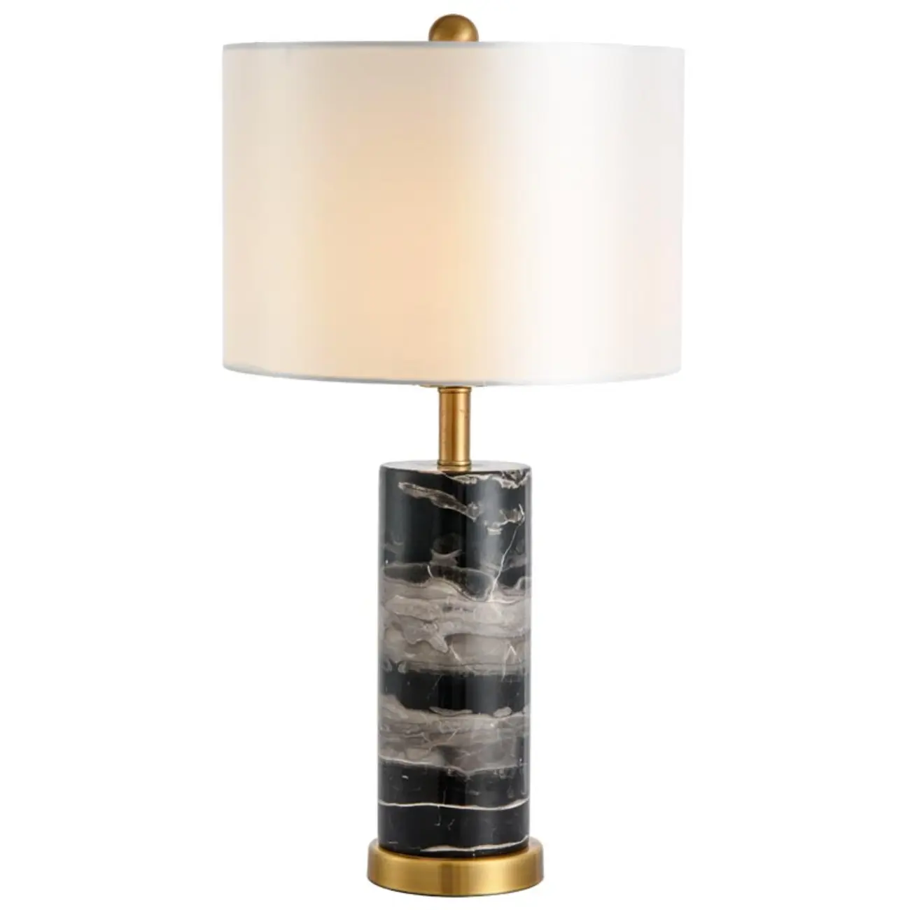 Modern Stone Table Lamp with Fabric Shade, LED Compatible Image - 8 | homeyfad
