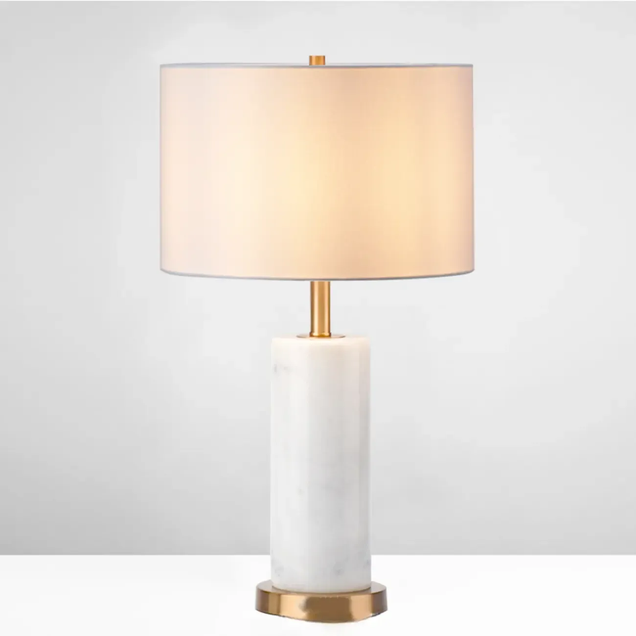 Modern Stone Table Lamp with Fabric Shade, LED Compatible Image - 9