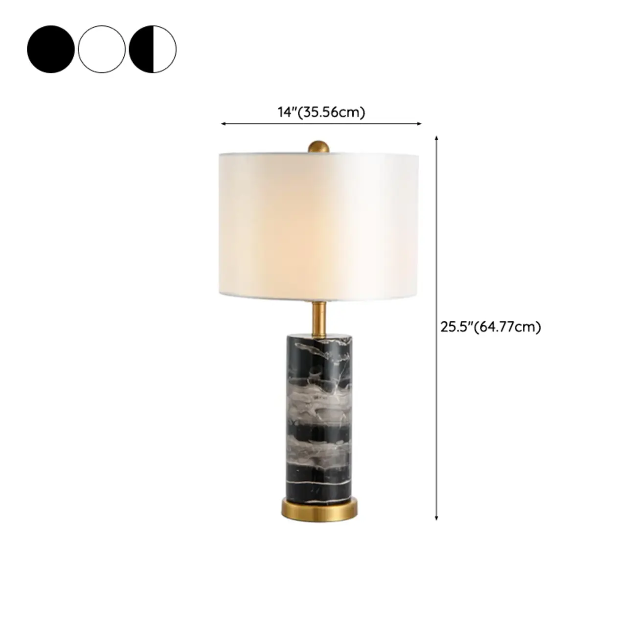 Modern Stone Table Lamp with Fabric Shade, LED Compatible #size | homeyfad