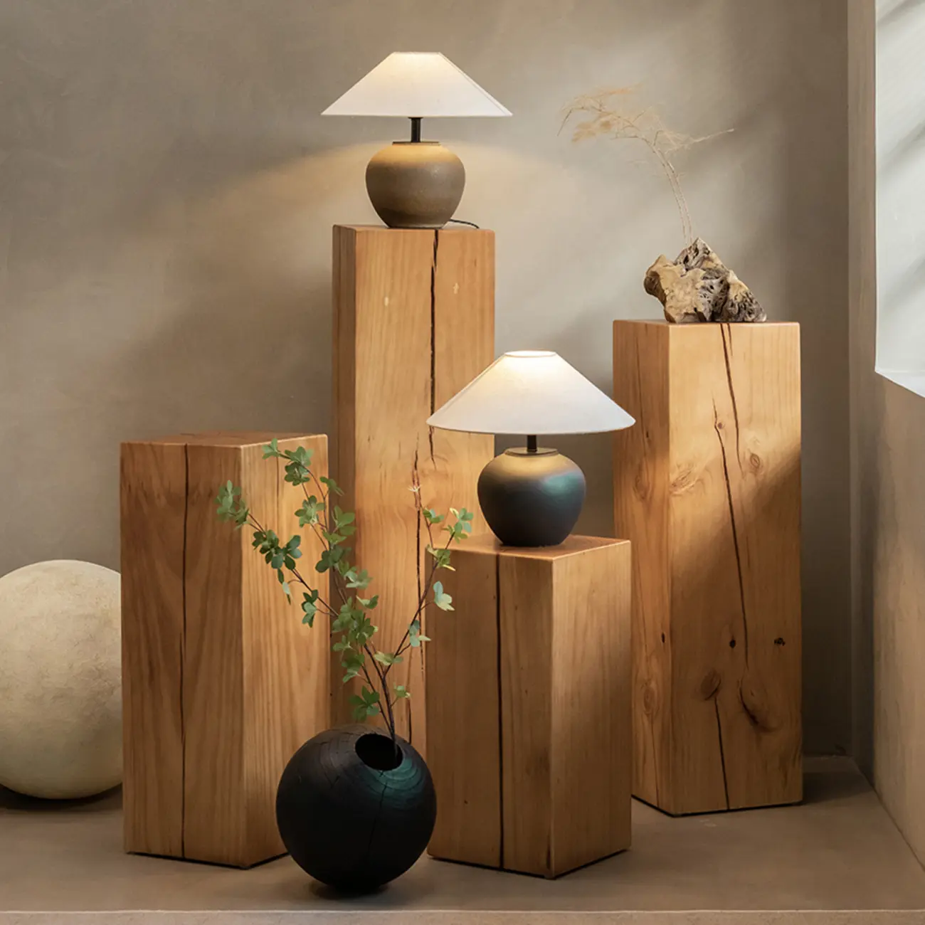 Modern Square Pine Wood Side Table for Living Room Image - 1 | homeyfad