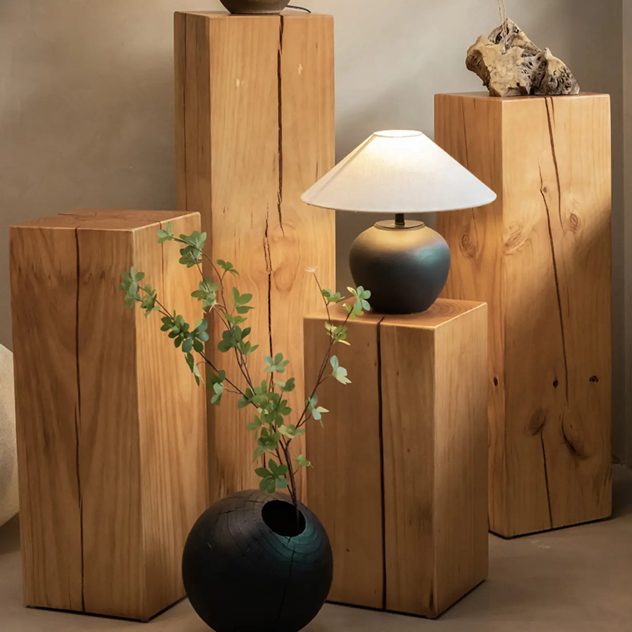 Modern Square Pine Wood Side Table for Living Room Image - 22 | homeyfad