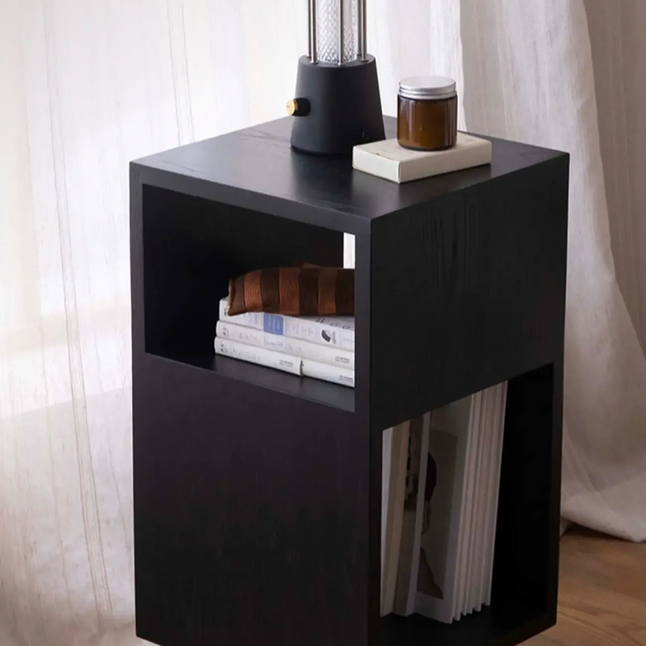 Timeless Rectangular Wooden 360° Rotating Side Table Image - 9